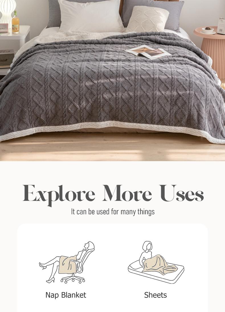 Ultra Cozy Double-sided Plush Blanket Heavy Duty Double Layer Thermal Throw Multifunctional Bedding Blanket for HomeOffice Camping Car Travel Multiple Colors and Sizes
