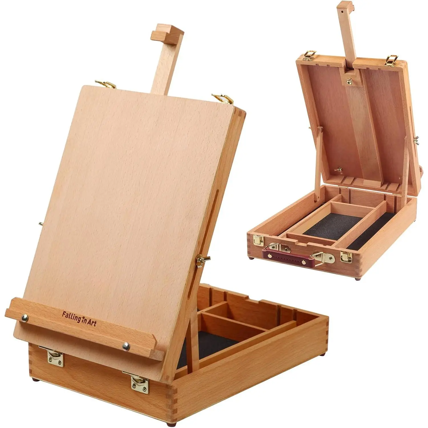 Wooden Tabletop Easel, Beech Wood Sketchbox Desktop Easel for Painting, Portable Art Drawing Easel for Beginners and Professionals