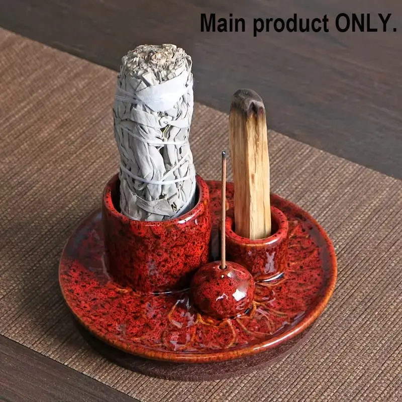 4in 1 Ceramic Incense Holder Holder,Palo Santo Holder, Sage Holder for Burning, Incense Holder for Sticks, Candle Holder, High Quality Ceramic Burner,AromaRelax Burner,for Home Decoration, Meditation, Yoga