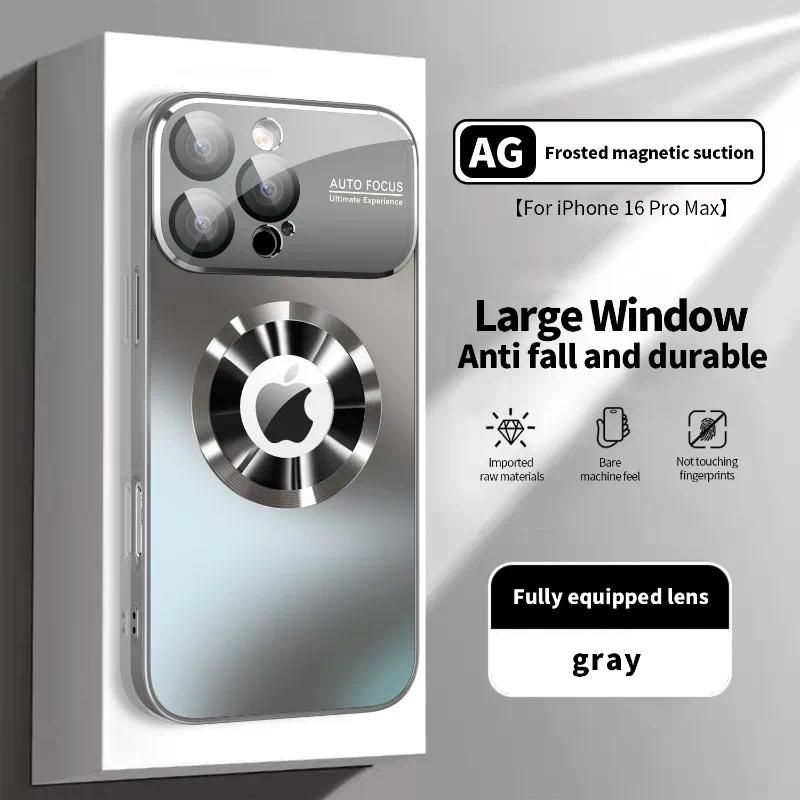 Fin Titanium Metallic Luxury Matte Case For iPhone 17 16 15 14 13 12 11 Pro Max Plus For Magsafe Glass Lens Camera Protection Cover