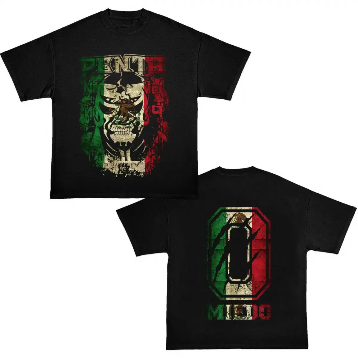 [ 👕 100% Cotton]Penta Jr. Mexico Flag Design Lucha Libre T-Shirt - 2-Sided Premium Wrestling Graphic Tee with Iconic Design, Perfect for Fans & Collectors of Lucha CultureSale Up To 50%