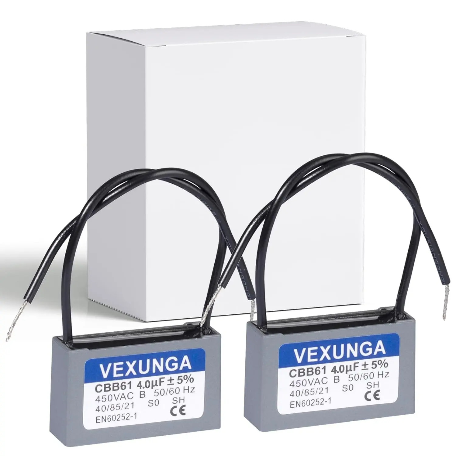 CBB61 Fan Capacitor 4uF 450 Volt Ceiling Fan Capacitors Replacement 4MFD 450V AC 450VAC 50/60Hz 2Wire for Fans Motor Start Run (2Pcs)