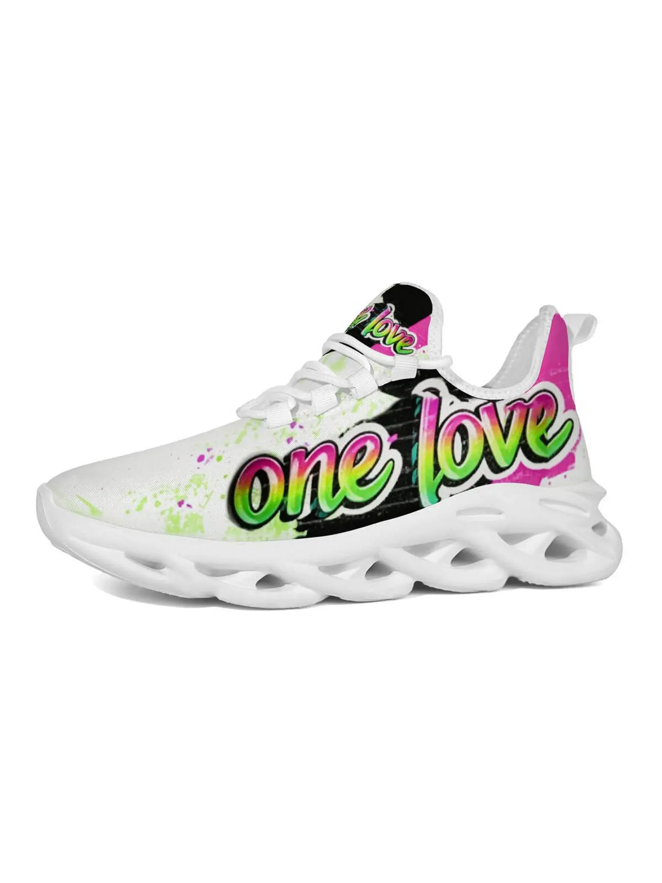 Men's Rainbow Graffiti Sports Casual Shoes, Street Hip Hop Style, Vibrant Gradient Print, Hollow Out Lightweight Sole, Summer Fashion