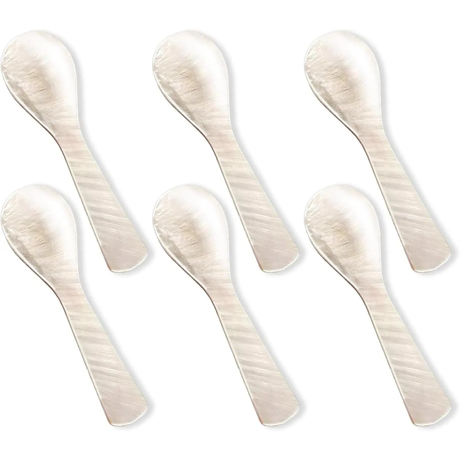 6 Pcs Caviar Spoons Set, 3.54 Inch Mother of Pearl Spoon, Hand Craft Shell Spoon with Handle, Caviar Serving Scoop for lce Cream, Egg, Coffee, Salt, Sauce