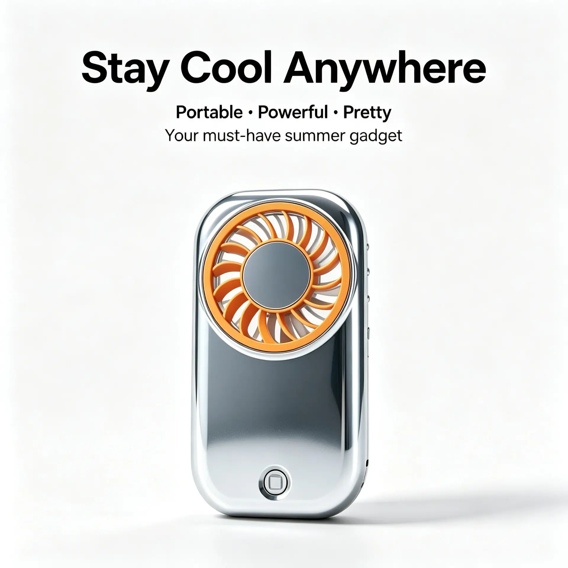 Two-In-One Mini Mirror Fan Gift Set, Strong Wind Portable Mini Fan, Ideal Birthday Gift, Summer Essential, Silver Color, Travel & Office Use