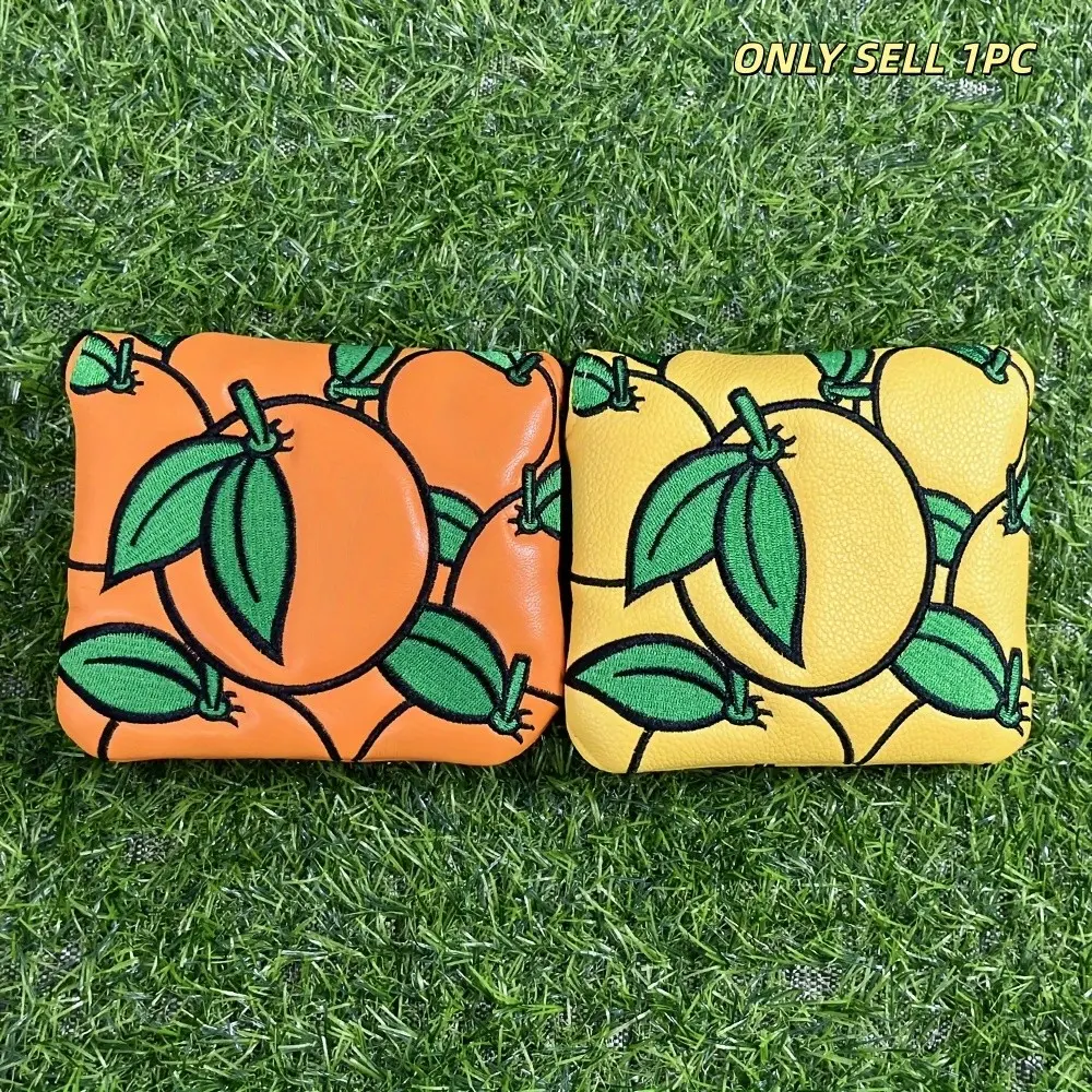 Orange Pattern Golf Putter Head Cover, 1 Count Magnetic Golf Putter Head Cover, Golf Accessories for Men & Women, Golf Gifts, Golf Gift Accessory, Golf Equipment, Golf Supply