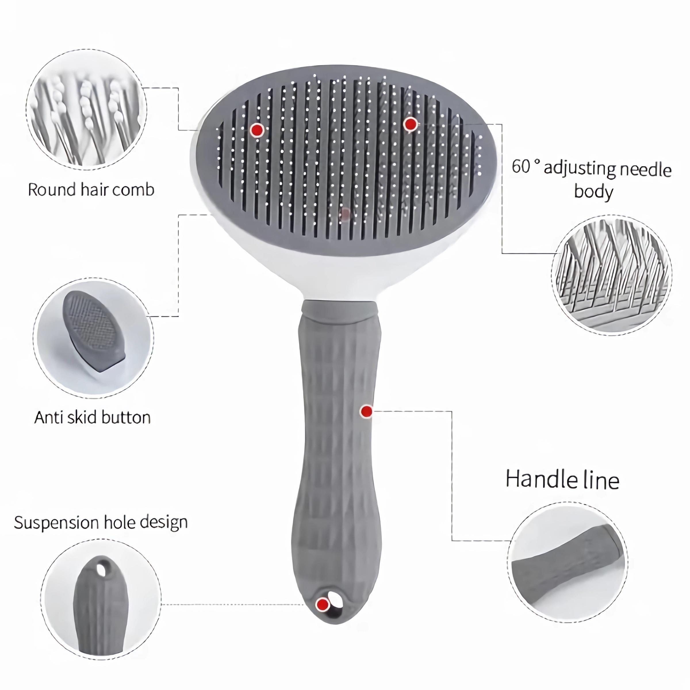 Automatic Pet Hair Removal Brush, 1 Count Pet Grooming Brush, Slicker Brush, Shedding Brush with Cleaning Button, Pet Massage Brush for Cats, Dog & Cat Grooming Supplies