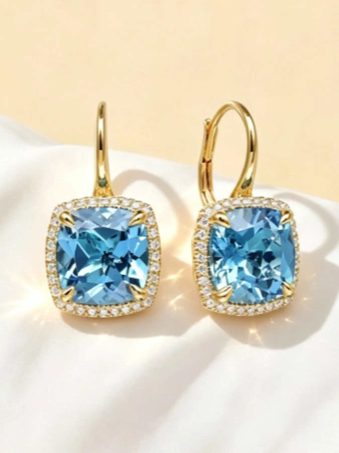 Elegant Hoop Earrings, Sky Blue Topaz Pendant, Wedding Jewelry, Daily Wear, Holiday Gift, Charming Ear Jewelry