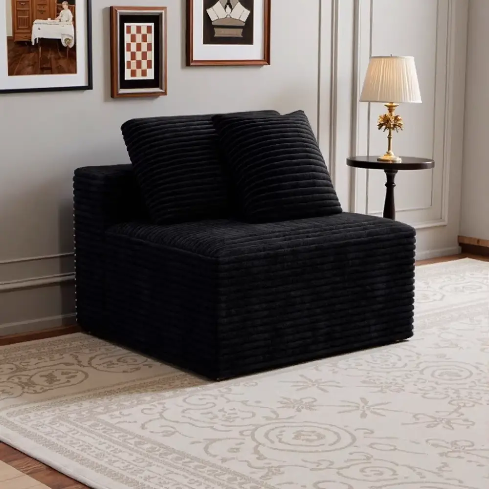 Modern Accent Chair SP-009M Black, Upholstered Armchair with Soft Cushion, Comfy Living Room Chair, Bedroom Lounge Chair, Reading Chair, Side Chair for Home Office, Guest Room, Apartment Furniture, Stylish Black Chair for Relaxing & Decor