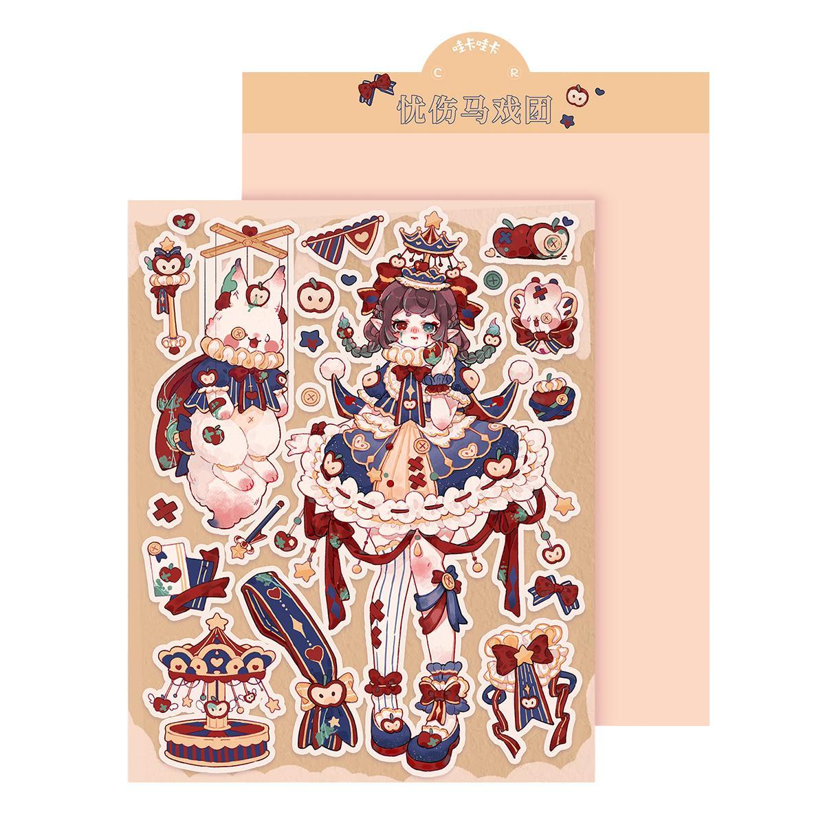 Room Decor Cute Cartoon Girl Pattern Sticker, Waterproof Self Adhesive Decorative Sticker, Fun Decor Sticker for Gift Greeting Card Water Bottle Laptop Phone DIY Scrapbooking Journal Making