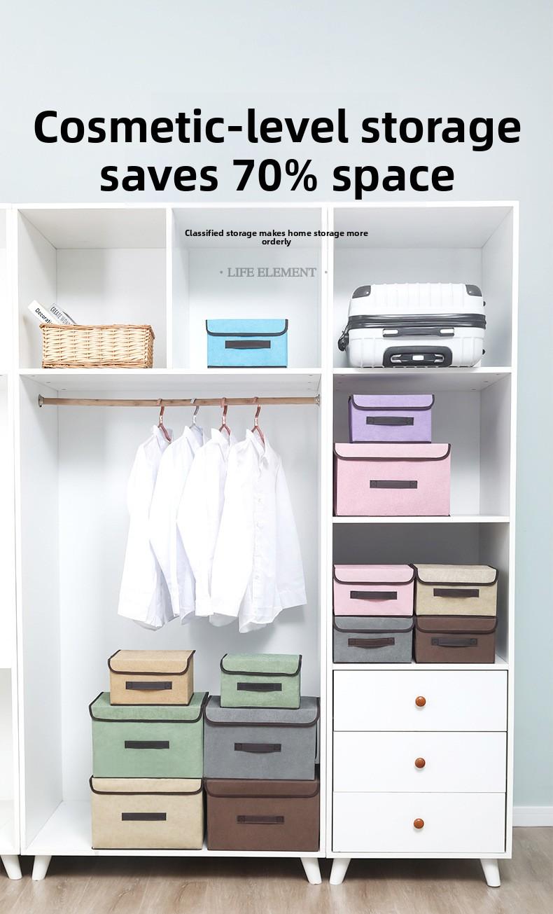 Foldable storage two-piece set home fabric organizer box multi-purpose linen cotton dustproof storage box for clothes and toys