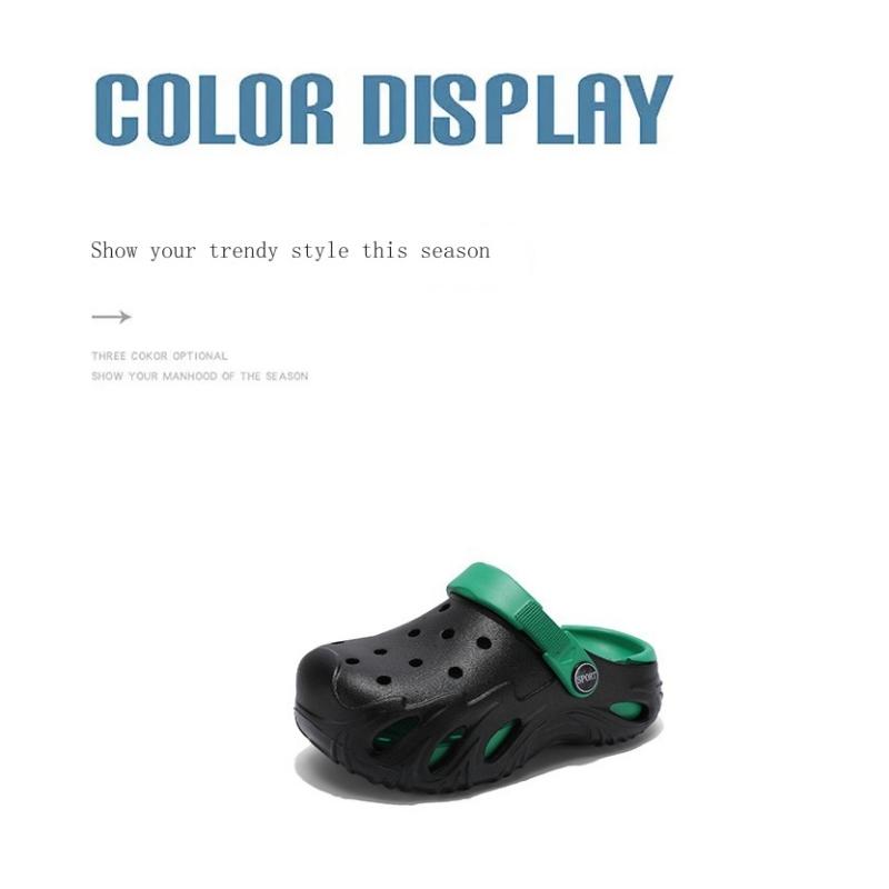 Boys' Hole Shoes Summer New Style Bag-toe Slippers For Children 6-15 Years Old Big Children's Sandals Wearing Outside And Stool-stripping kids  clogs