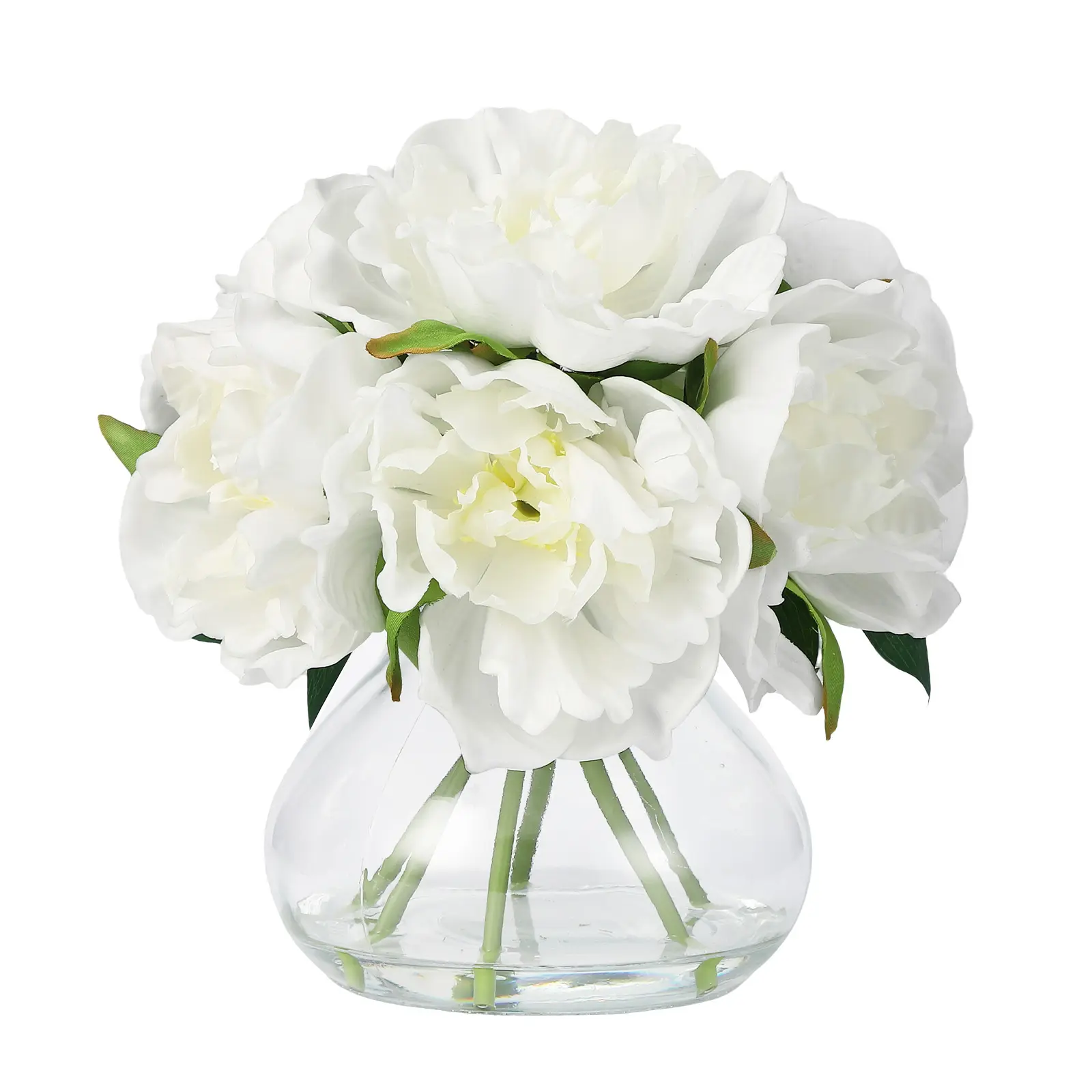6 Piece Realistic Artificial Calla Lily Flowers with Glass Vase and Faux Water Elegant Silk Flower Bouquet for Table Decoration and Home Decor