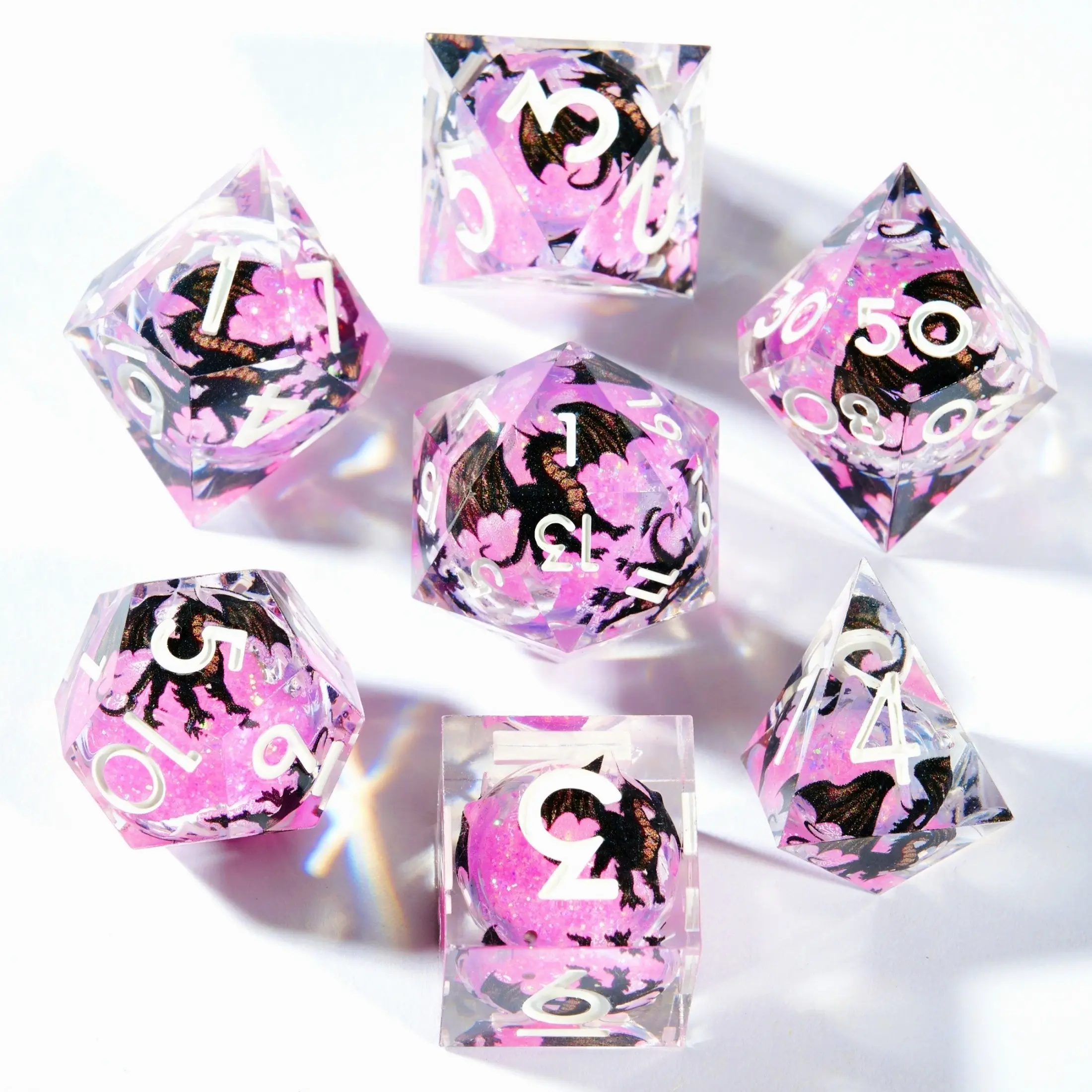 Dragon Dnd Dice Set 7 Pieces, Sharp Edge Dice for Role-Playing Games, Dragon & Dungeon D&d Gaming Accessories