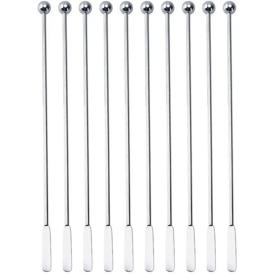 20 pcs Stainless Steel Coffee Beverage Stir Sticks Cocktail Stirrers Drink Swizzle Stick 7.4" Swizzle Stick Picks Tools