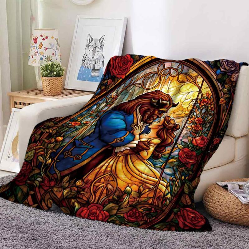 1PC Beauty and Beast Cartoon Printing, skin -friendly, warm, soft, four seasons, family office travel thickened flavor blankets birthday gift 1PC Beauty and Beast Cartoon Printing, skin -friendly, warm, soft, four seasons, family office travel thickened flavor blankets birthday gift