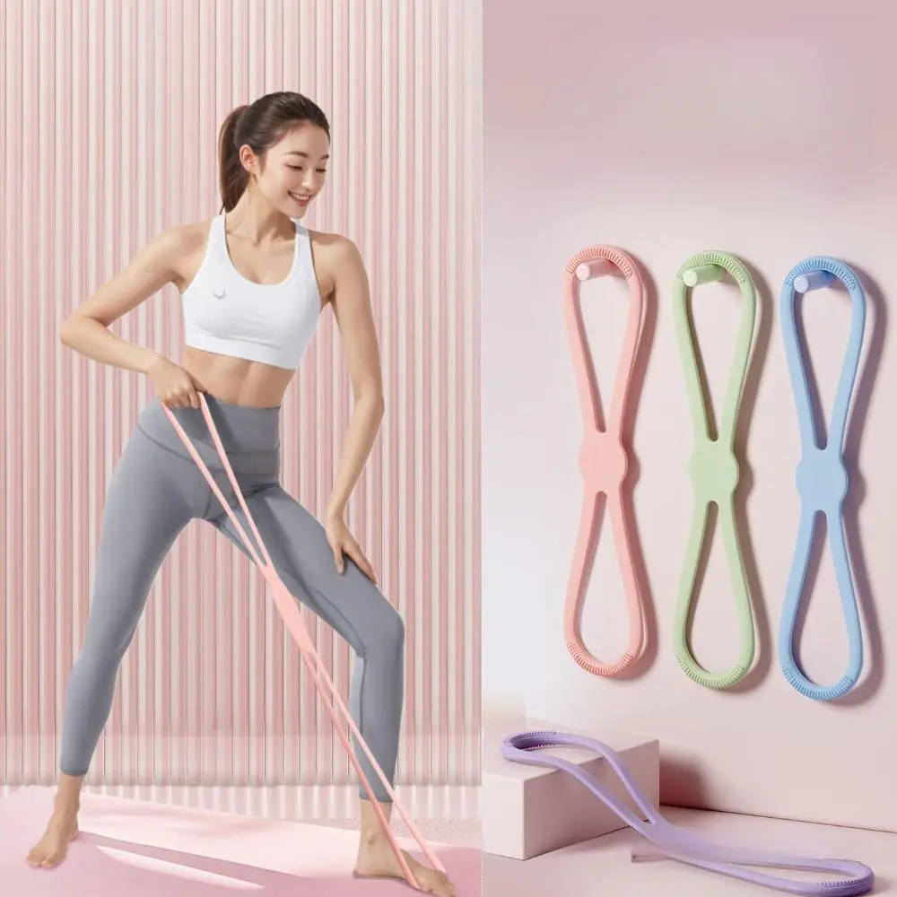 35LB Figure 8 Silicone Resistance Band - Durable, Lightweight, Ergonomic Design for Daily Fitness Routines, Rounded Shoulder Fixing & Stiffness Relief, Targeted Back-Shoulder Training with Strong Elasticity
