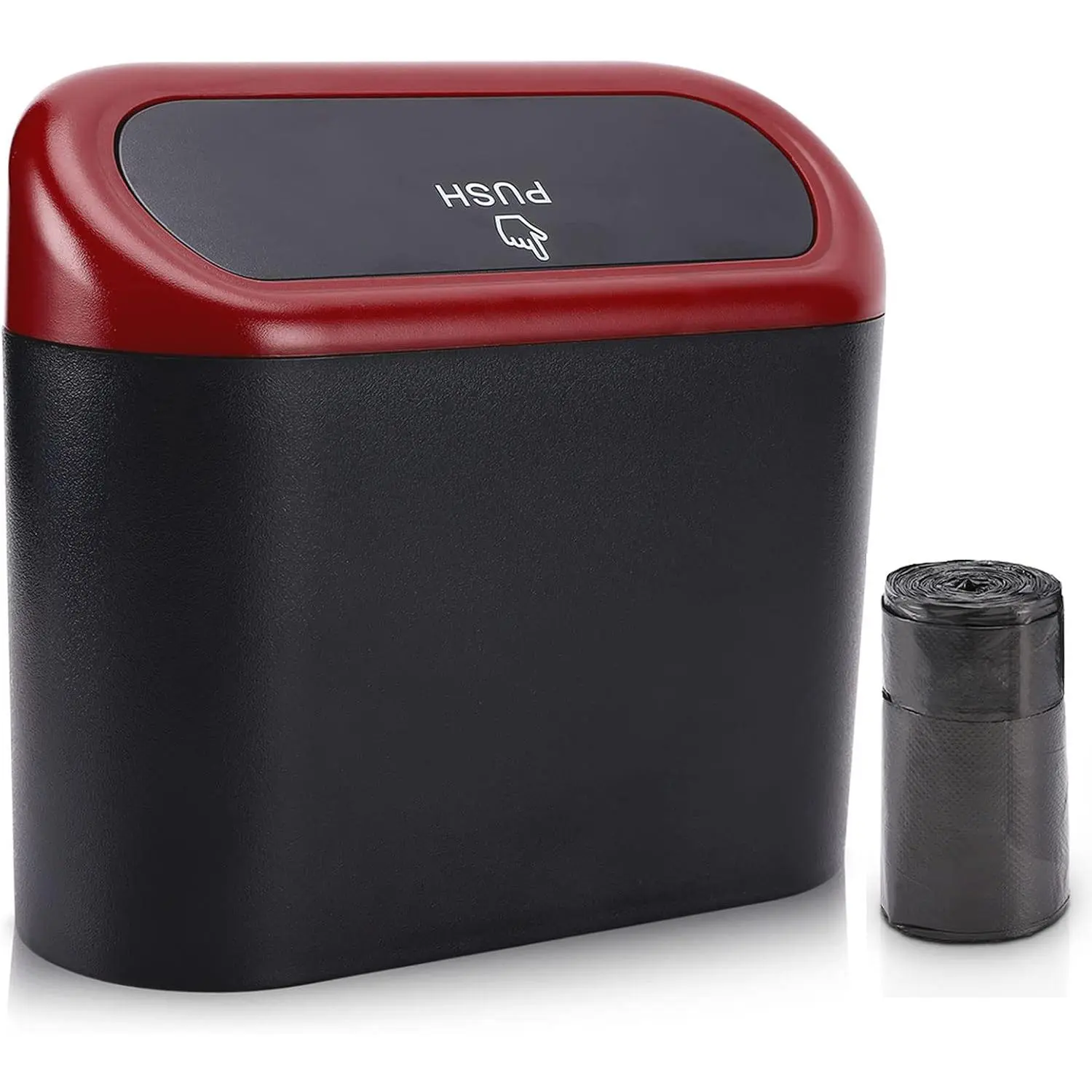 Trash Can with Lid, Mini  Dustbin Garbage Organizer Bin Holder, Portable  Wastebasket Container for Auto, , Office (Red)