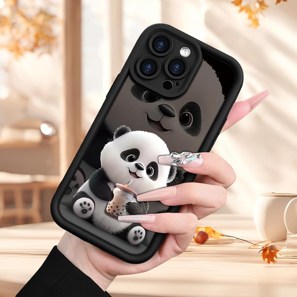 Case Designed for iPhone17  16 Pro Max 15 Plus 14 13 Mini 12 11 X XR XS Creative Panda Pattern Design Drop Protection Anti-Scratch Silicone Soft Phone Cover Gift for Girls and Women