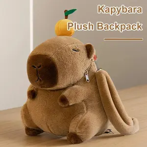 Cute Capybara Plush Backpack Funny Cartoon Capybara Shoulder Bag Student Fur Bag Plush Capybara School Bag for Kids