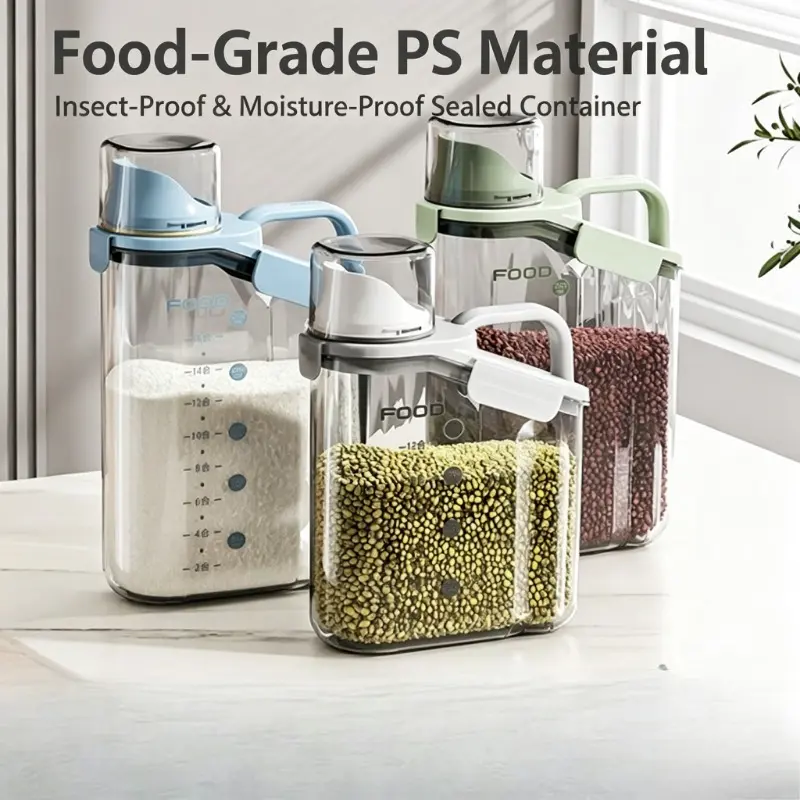 Cereal Containers Storage,1.6L Airtight Large Dry Food Storage 1 Blue 1 Green with Measuring Cup BPA Free Plastic Dispenser Suitable Pet Dog Cat Food Container Box for Storing Grains Flour and Various Foods