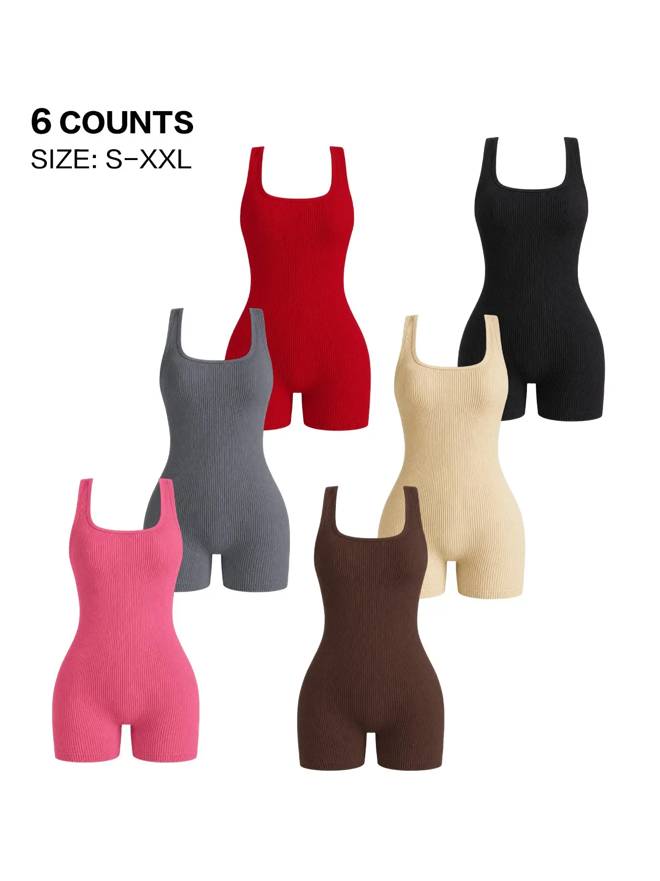 Sleeveless Square Neck Body Shaper Romper, Form Fitting Short Leg Bodysuit, Breathable Stretchy Fabric, Street Style, Workout, Lounge Wear
