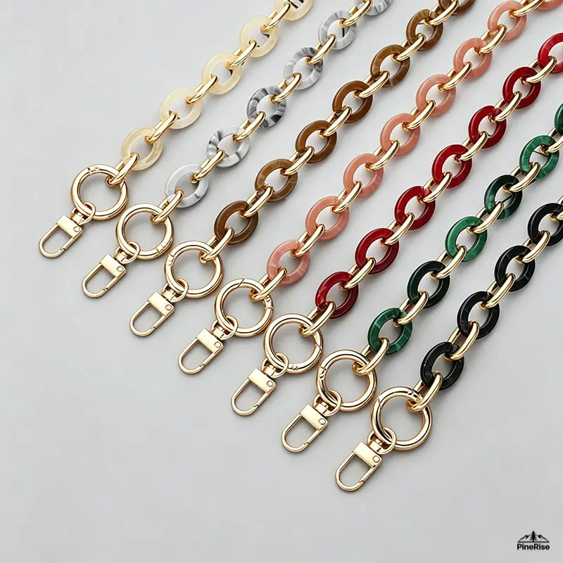 Universal Acrylic Bag Strap Chain Rising Ins Trend Bag Accessory Unique Resin Decor Chain Flexible Sturdy Rich Colors For Outdoor Backpack Refit Handbag Diy Daily Outfit Clothing Matching