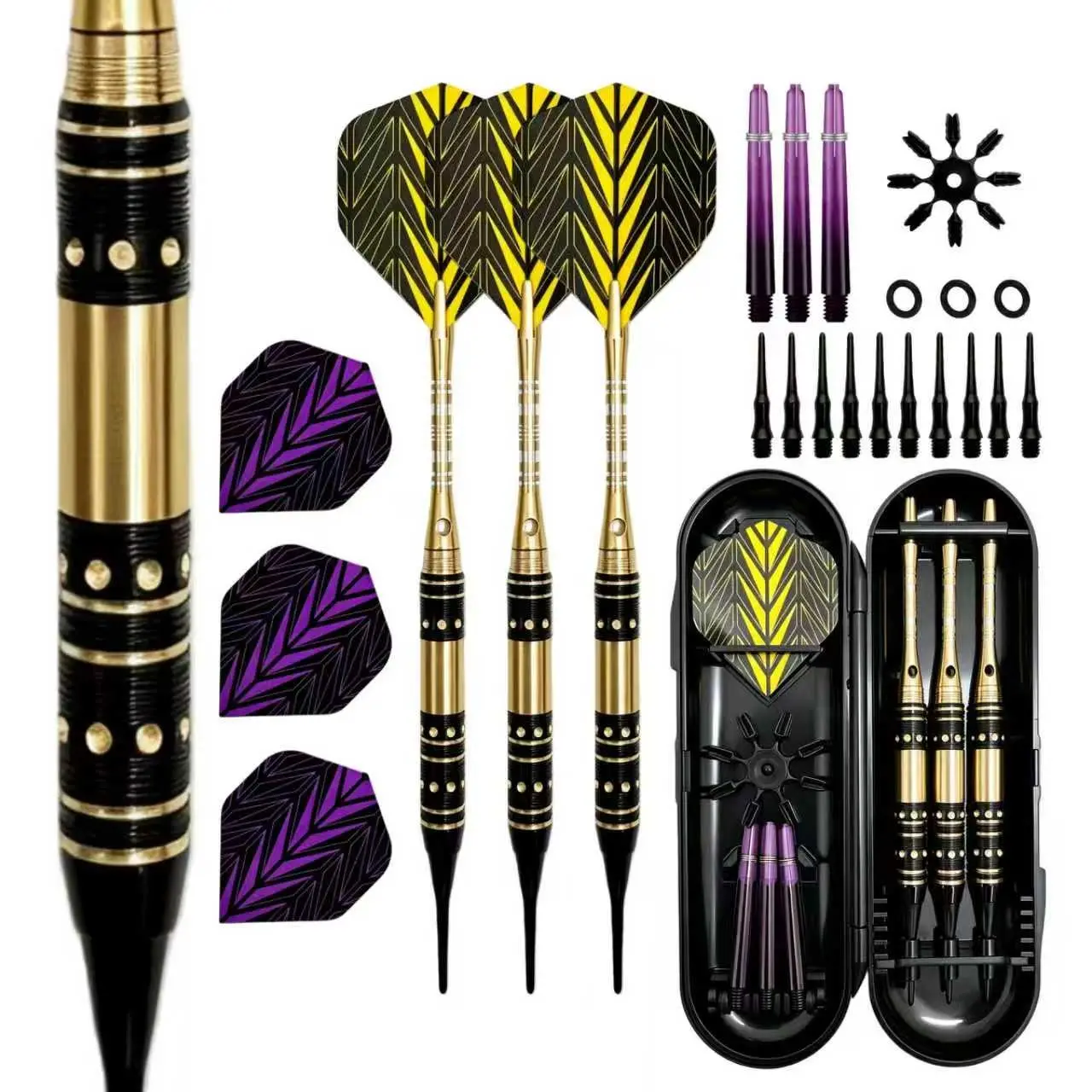Professional Soft Dart Set, 3pcs Copper Shaft Darts, Complete Accessories, Ideal for Adult Training & Competitions, High-Quality Design