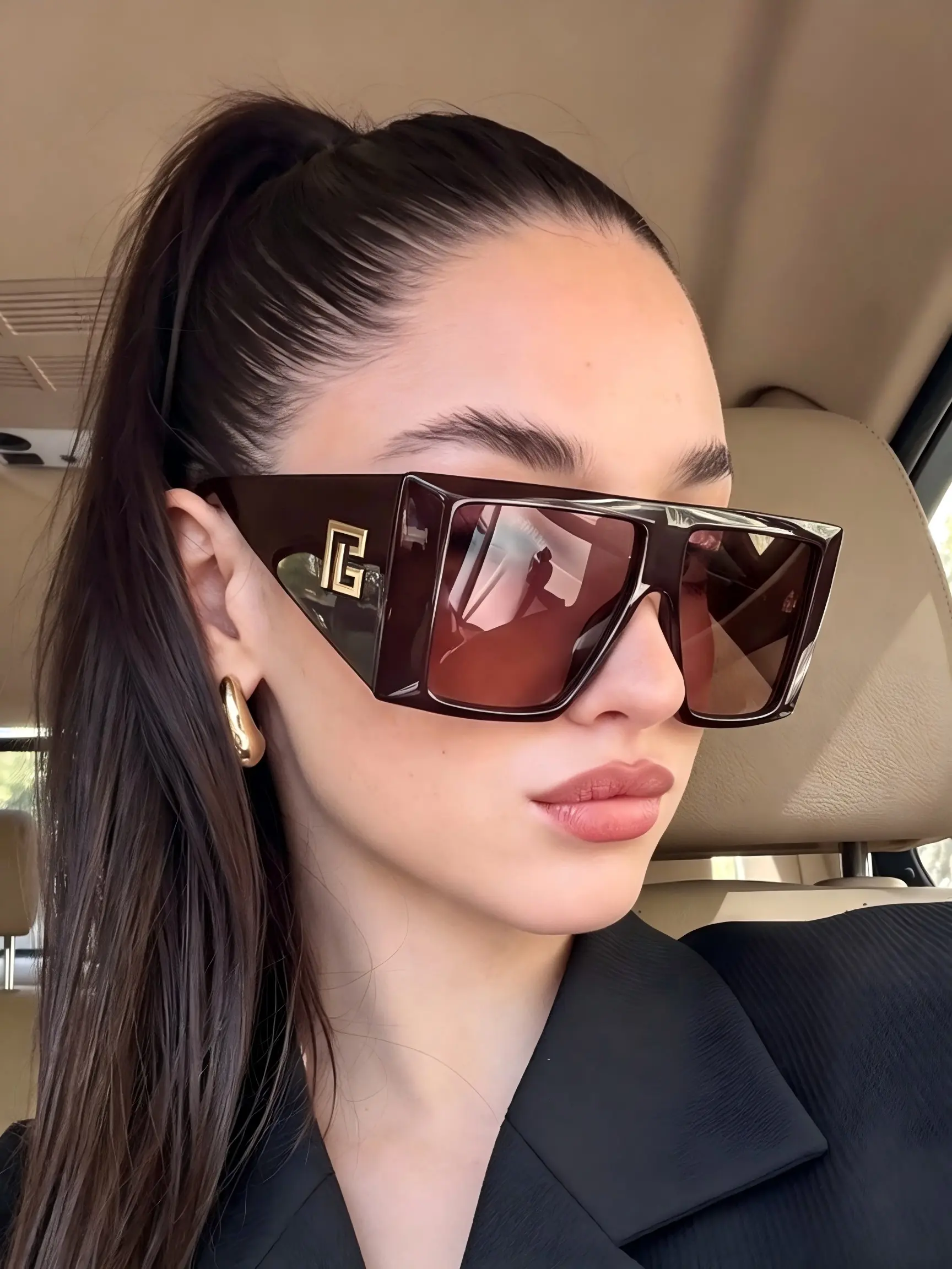 Large Square Fashion Glasses for Men and Women, Stylish Oversized Eyewear with Decorative Frame, Trendy Protective Eyewear for Everyday Use