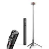 72-Inch Tripod Selfie Stick with Cold Shoe Mount and Integrated Phone Holder, Portable Compact Selfie Stand with Remote Control, Compatible with Apple and Samsung Phones, Portable Cellphone Selfie Accessory