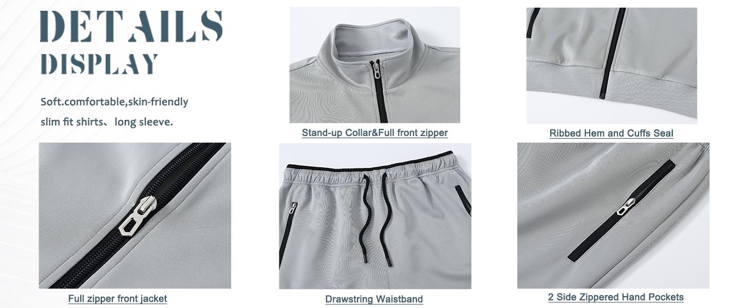 Men's Casual Athletic Tracksuit Long Sleeve Sweatsuit Set Full Zip Running Jacket and Pants 2 Piece Outfits Clothing Fabric Menswear Zipper Outdoor Pockets Formal Gamis Men's Casual Athletic Tracksuit Long Sleeve Sweatsuit Set Full Zip Running Jacket and Pants 2 Piece Outfits Clothing Fabric Menswear Zipper Outdoor Pockets Formal Gamis