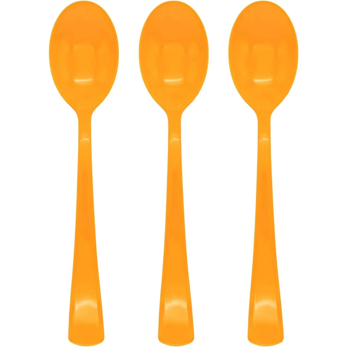 50-Count Heavy Duty Disposable Orange Plastic Spoons - Single Spoon Option Compatible with Birthday, Halloween, Thanksgiving Festive Party Supplies