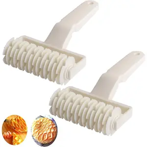 2 Pack Pastry Lattice Roller Cutter for Pie Pizza Cookie Dough, Household Plastic Baking Tool, White