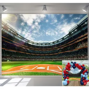 8x6ft Baseball Stadium Backdrop Baseball Outdoor  Theme Background for Birthday  Shower Photography Studio Party Decoration Banner Photoshoot Props