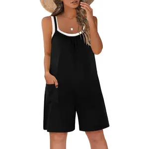 Casual Rompers for Women Summer 2026 Sleeveless Adjustable Strap Shorts Jumpsuits Stretchy Romper with Pockets(Gift)