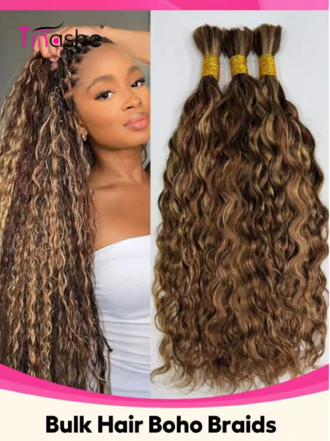 3 Bundles Seamless Brazilian Real Hair Extensions, 135g Knot-Free Braided Style, Create Lazy Beach Bohemian Look