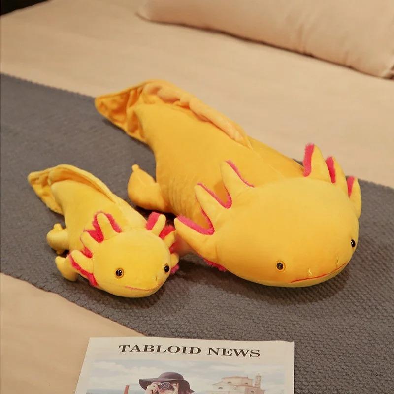 Soft Long Axolotl Plush Pillow Kawaii Colorful Newt Stuffed Toy Fuzzy Salamander Cushion Kids Present