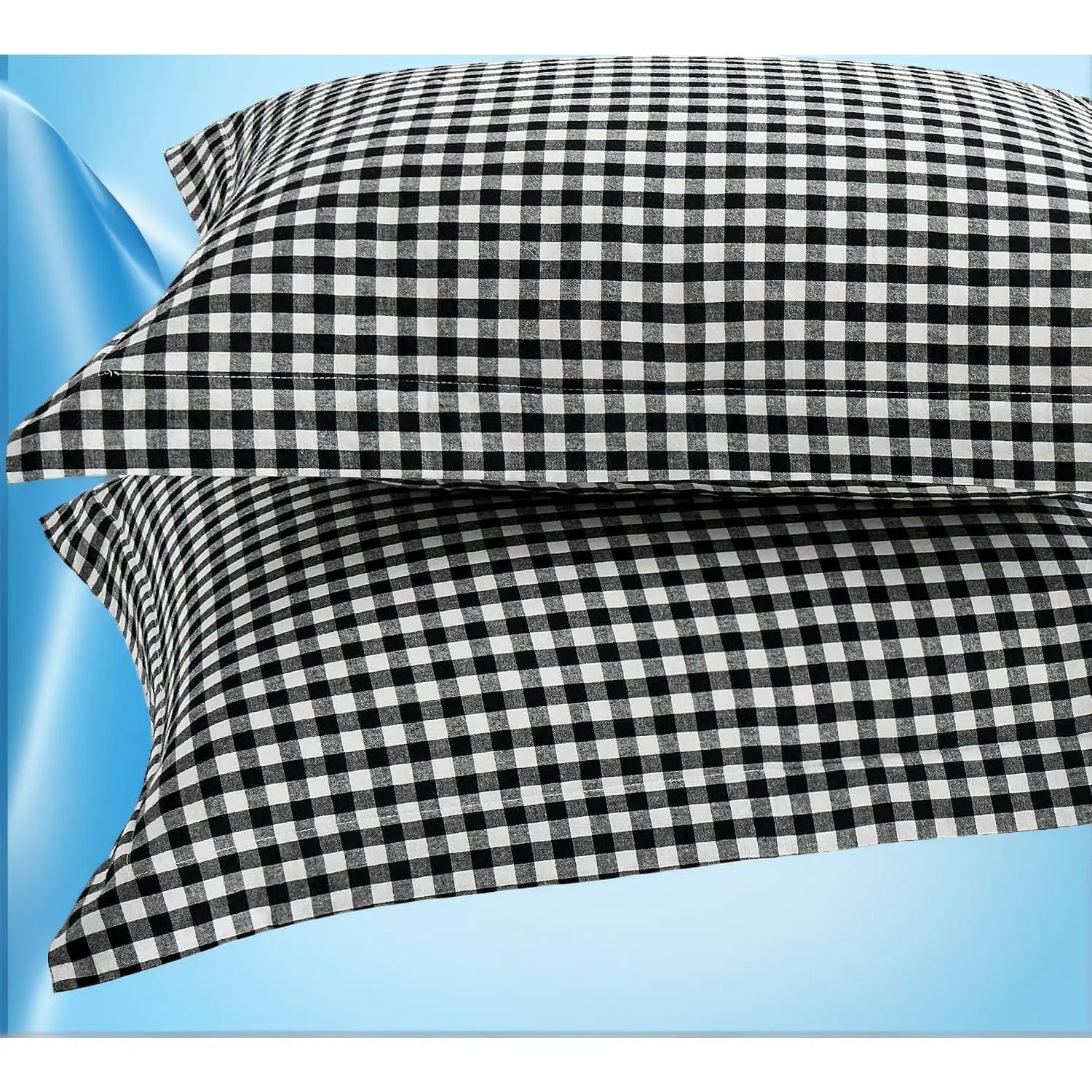 Gingham Throw Pillow Covers 20x20 Inch Set of 2, Black White Check Decorative Square Pillow Cases for Living Room Bedroom Home Decor