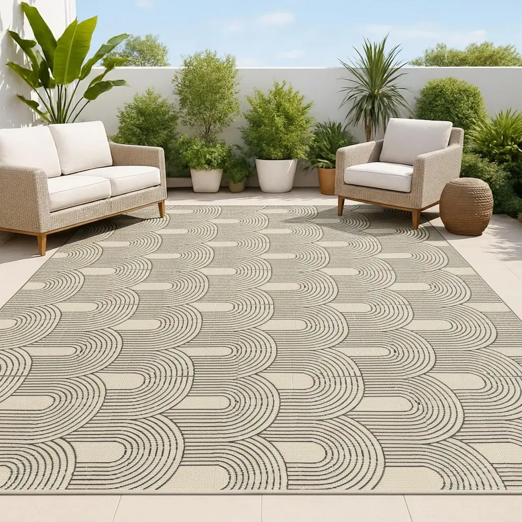 Waterproof Outdoor Rug 9x12 ft, Reversible Plastic Straw Patio Rug for Camping, RV Mat Outside, Indoor Outdoor Carpet for Porch, Deck, Backyard, Camper, Balcony, Picnic, Black & White