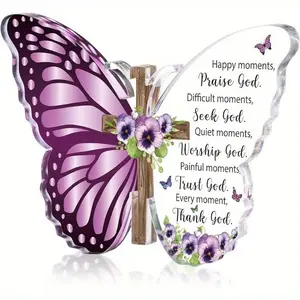 Acrylic Christian Religious Gifts, Bible Verses God Faith Inspirational Scripture, Serenity Butterfly Prayer Decor, Christian Keepsake Decoration