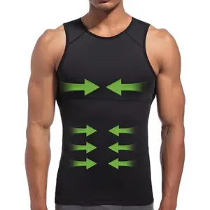 4D Mens Compression Shirt, Slimming Body Shaper Vest, Gynecomastia Undershirt, Tummy Control Back Support Tank Top.