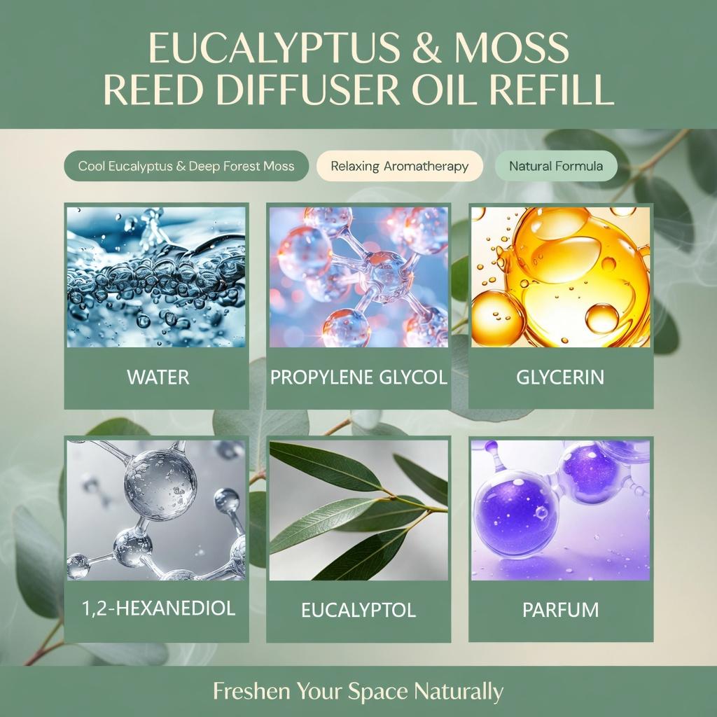 Eucalyptus Moss Aromatherapy Diffuser Oil - Fresh Woody Forest Scent, Long Lasting Elegant Home Fragrance & Air Freshener