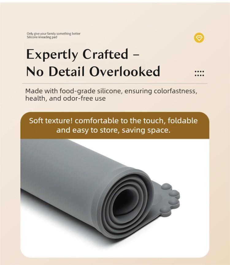 Stop Messy Floors!48cm Silicone Mat for Dog Bowls, Raised Edge, Anti-Spill, Dishwasher Safe, Non-Slip