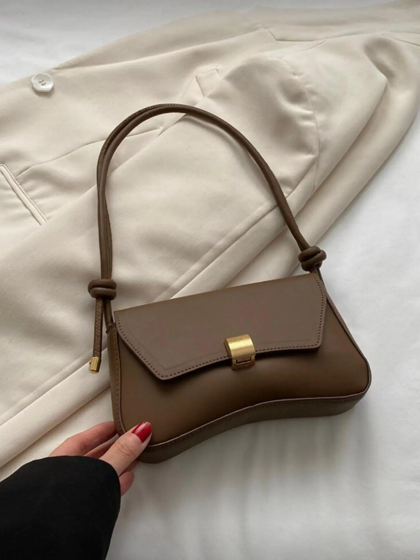Vintage Lightweight Business Casual Bag, Chocolate Color PU Material, Suitable for Women, Students, Office, Travel, Outdoor Use