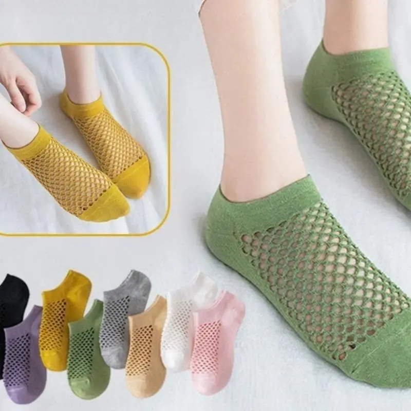 Multi 8 Count Pack Unisex Mesh Ventilated Invisible Low Cut Socks, Soft Cotton Mix Sweat-Wicking Cushion Athletic Footies With Anti-Slip Heel Grip, Portable Lightweight No-Show Sock Suitable For Sports Training Business Travel Household WFH Daily Wear, Pr