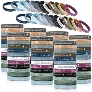 120 Pcs Bulk Pastel Color Christian Silicone Wristbands Inspirational Bible Scripture Religious Rubber Bracelets Gifts for Mother's Day Church Members Volunteers Women Men