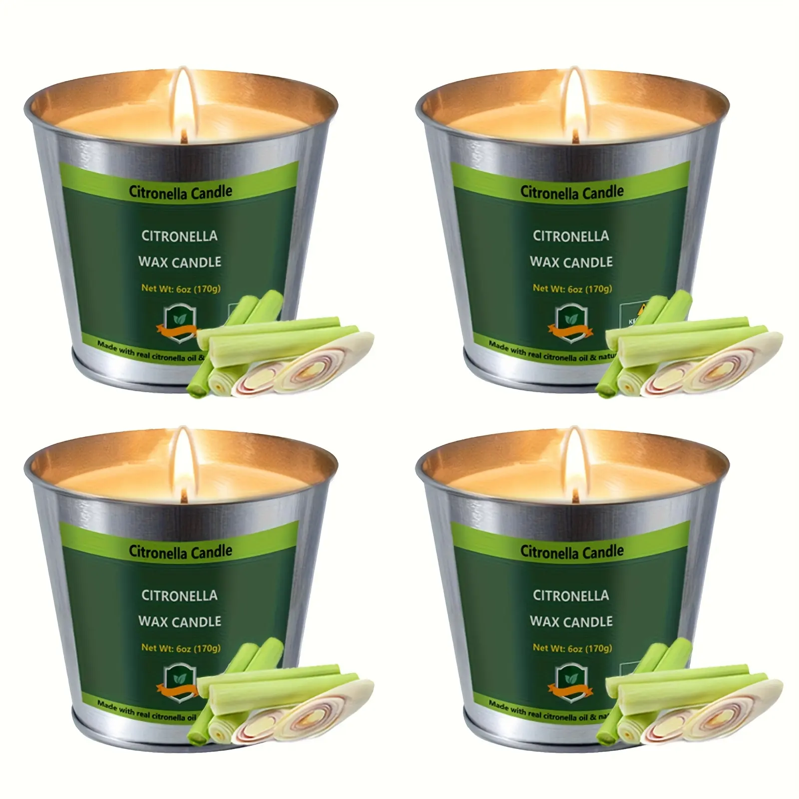 4pcs Citronella Outdoor Candles, 6oz 128-Hour Burning Set, for Patio BBQ Camping, Home Decor & Father's Day Gift