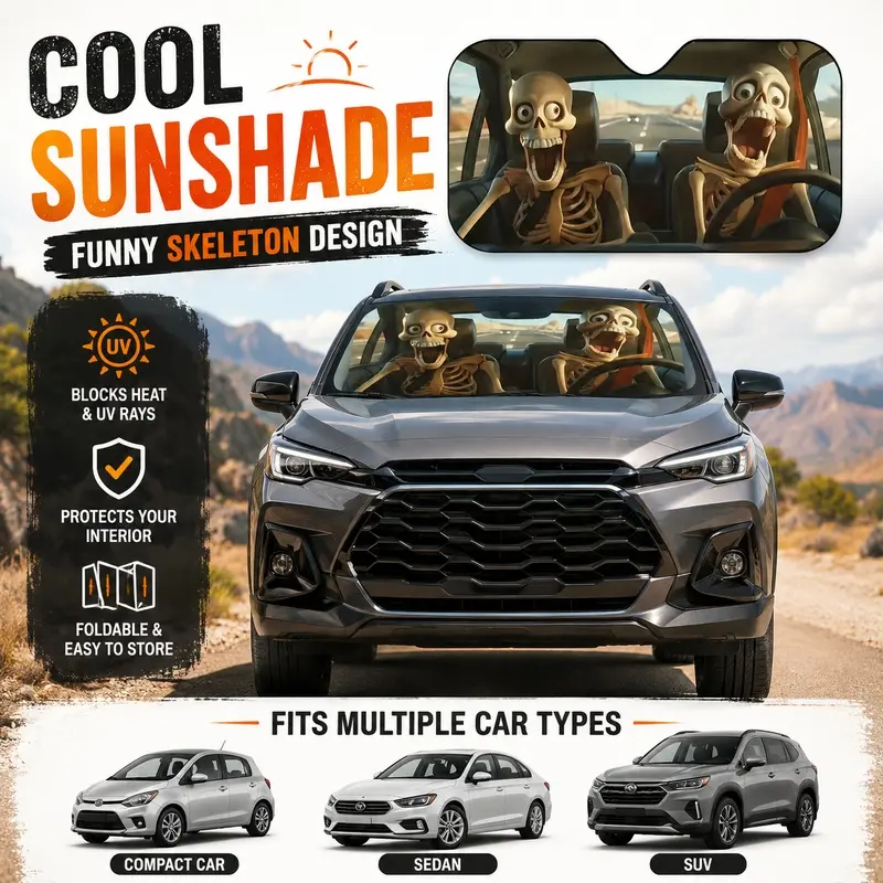 Car Front Windshield Sunshade, Foldable Reflective UV Protection Cover, Heat Blocking Auto Sun Visor Shield to Keep Interior Cooler for Cars, SUVs and Outdoor Parking