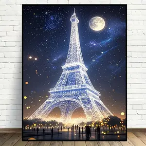 1pc Paris Eiffel Tower Night Sky Canvas - Vertical French Landmark Wall Suitable for Bedroom,, Decor, Spring Summer Decoration for French-Themed Spaces
