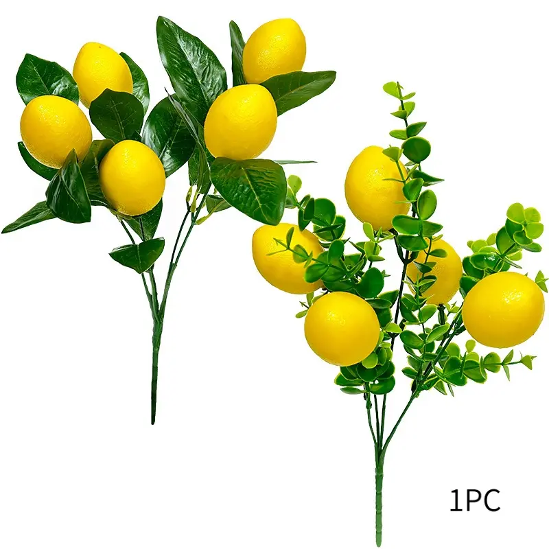 Artificial single lemon, desktop ornament, home lemon wall decoration, artificial lemon fruit single branch